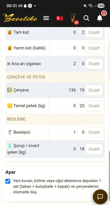 BeesLike – Stok takibi