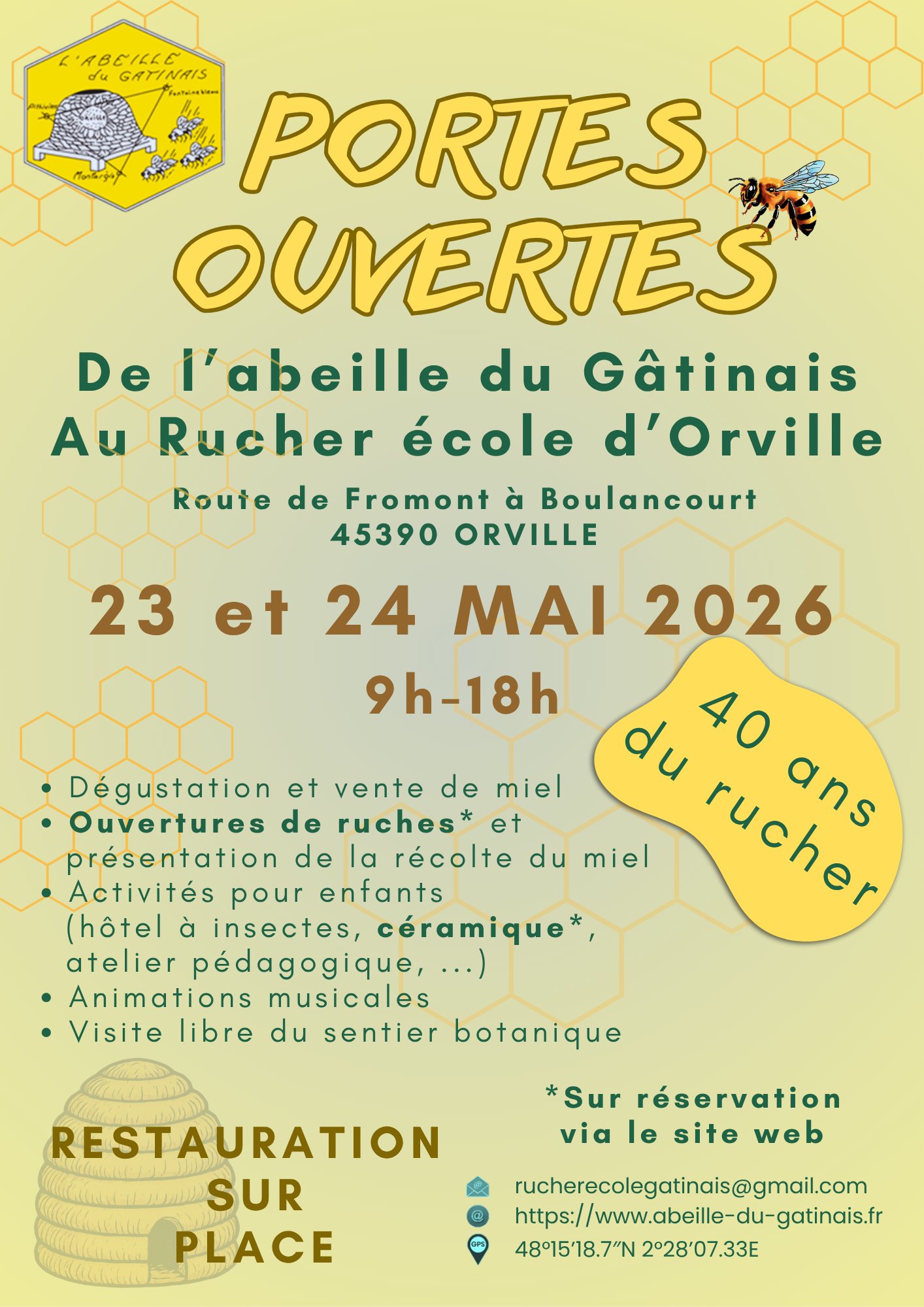 Am 23. und 24. Mai 2026 öffnet die Abeille du Gâtinais die Türen ihres Lehrbienenstands in…