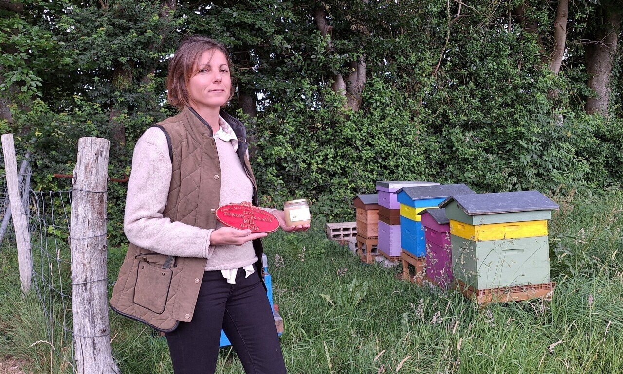
 A beekeeper stands out at the honey competition during this agricultural fair in Seine-Maritime