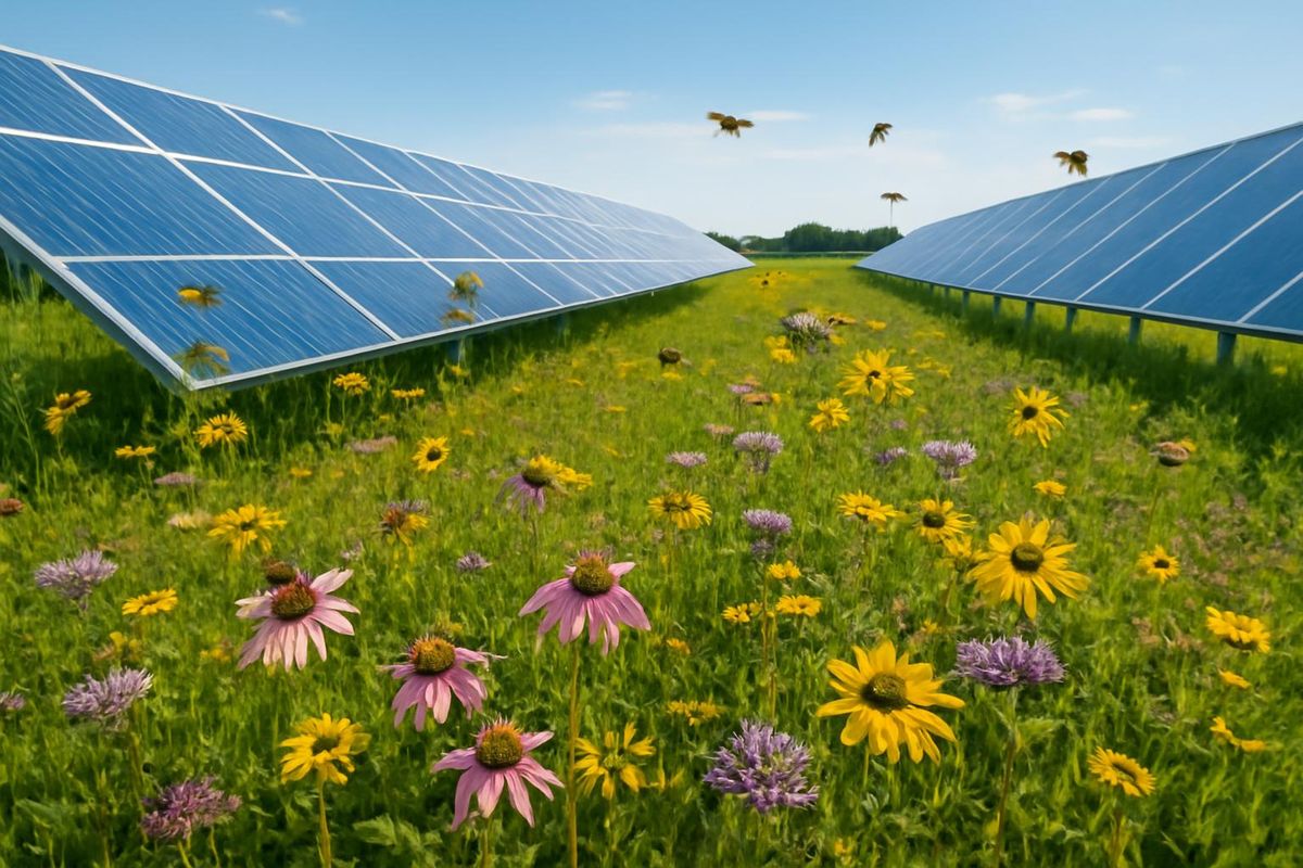 Two Minnesota solar farms swapped the gravel under their panels for native prairie and wildflowers. Five years later the native bees had multiplied twentyfold a
