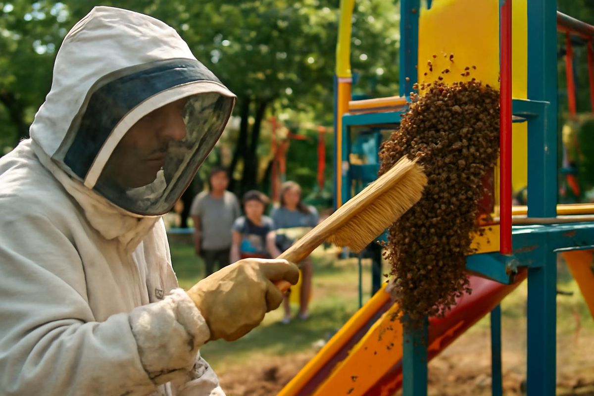 Swarm of bees removed from children's play area