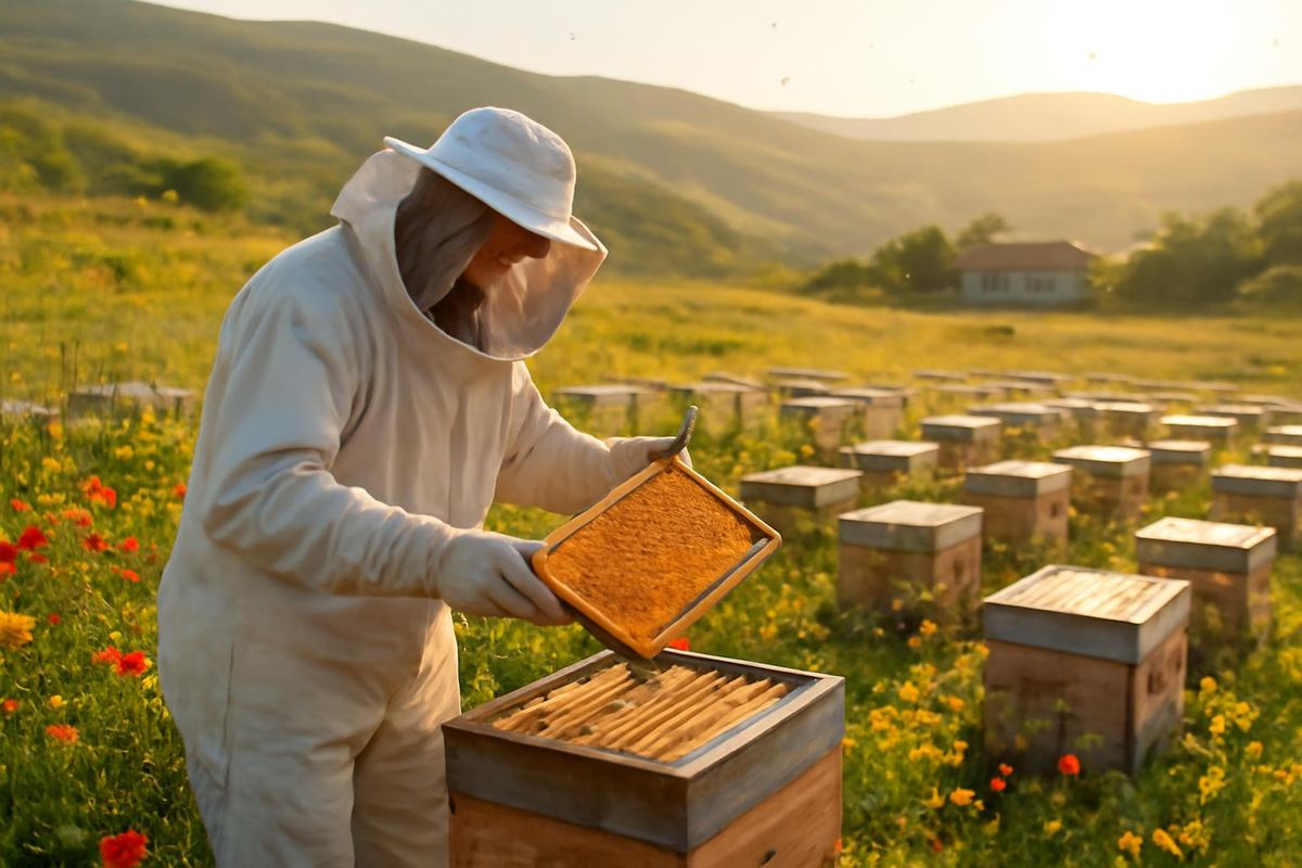 In Çüngüş, Diyarbakır, agricultural engineer Rahime Yıldırım Kurtoğlu started beekeeping with 200 hives to provide her children with natural honey after relocat