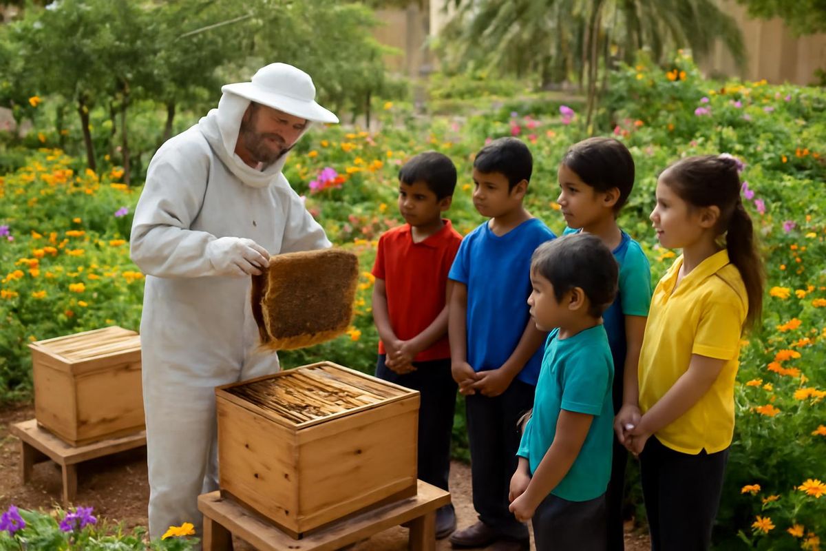Dubai's Terra Expo City has launched the 100 Hives initiative to educate students about the critical role of pollinators in food security. Dr. Meriem Hammal, ma