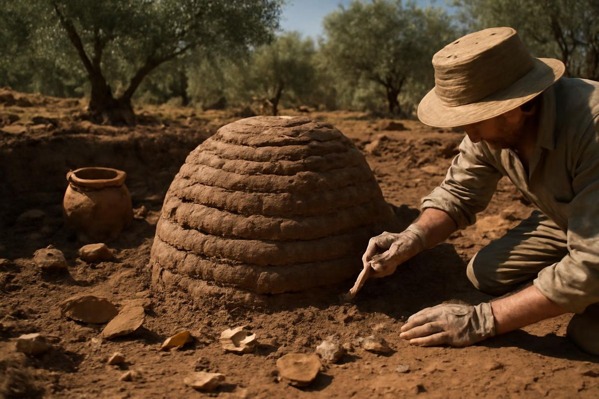 Recent discoveries from a cave on Kythera Island, Greece, indicate early beekeeping practices. Pottery shards found in the Kataphygadi cave contain chemical tra