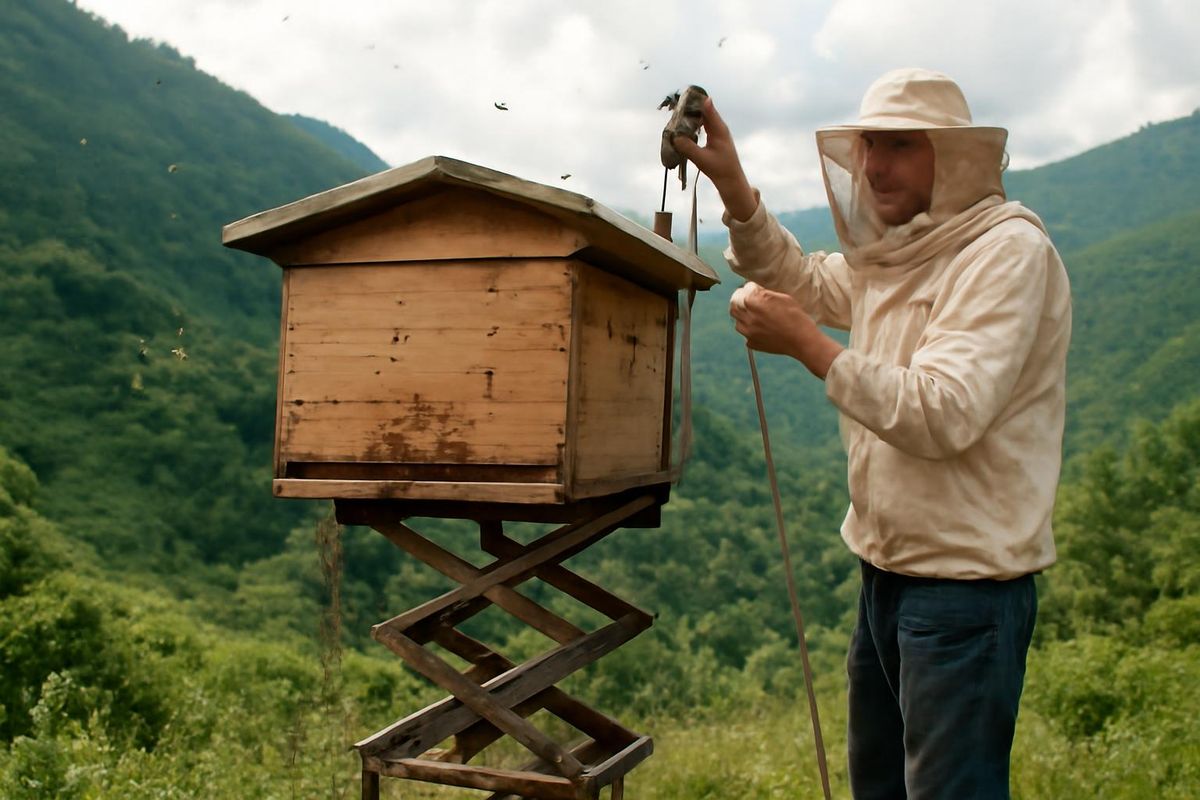Halil İbrahim Saruhan, a beekeeper in Rize, has devised an innovative solution to protect his hives from bear attacks. He has elevated his hives to a height of 