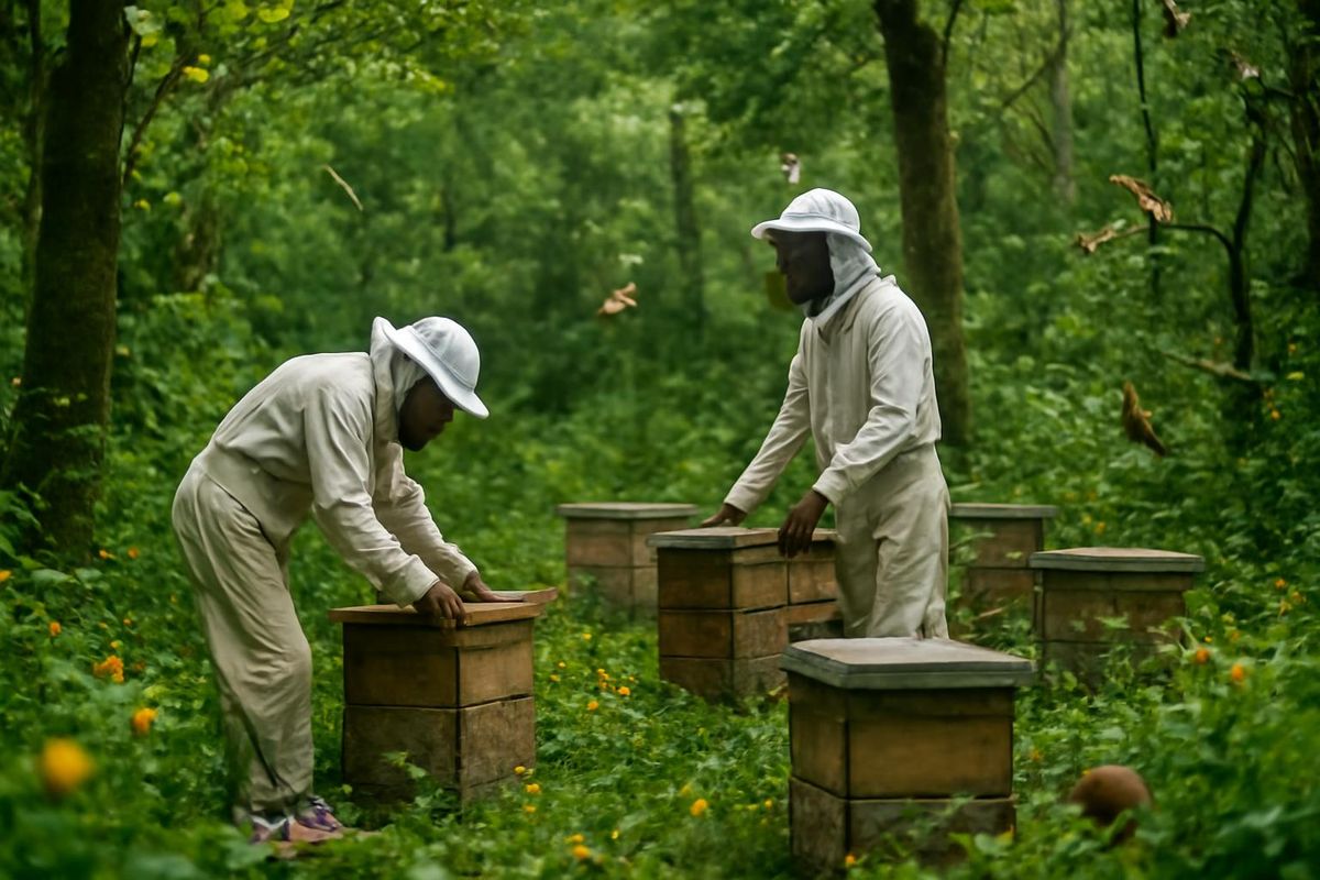 Een door de overheid gefinancierd bijenhouderijproject in het Mount Kei Central Forest Reserve…