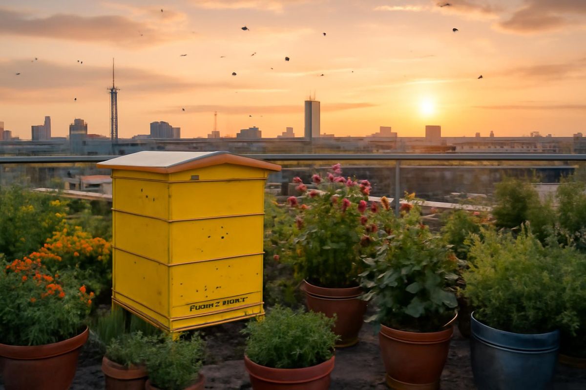 On the roof of the i8 building in the Werksviertel, a new bee colony has taken residence. This initiative began in mid-May with around 3,000 bees, and the popul