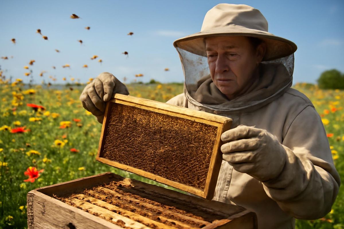 A photograph taken on April 19, 2010, shows bees at an apiary near the Bureij refugee camp in the central Gaza Strip. Amidst the worst recorded honeybee colony 