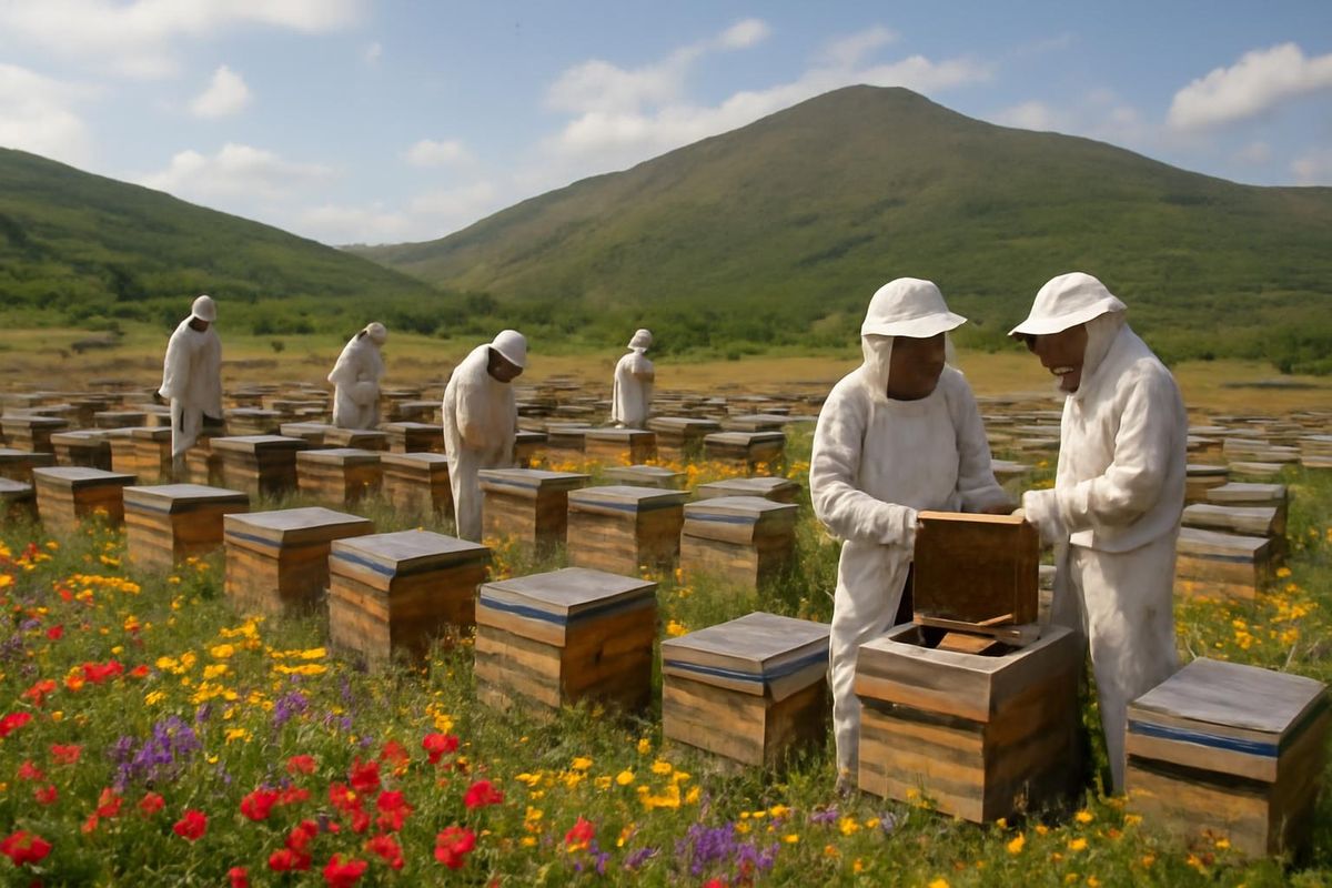 Dans le district d'Idil, au pied du mont Alem, 53 apiculteurs produisent du miel grâce à une…