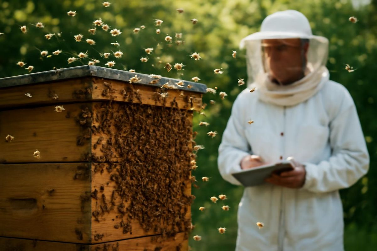 À la ferme expérimentale de MTSU à Lascassas, le bourdonnement des milliers d'abeilles autour…