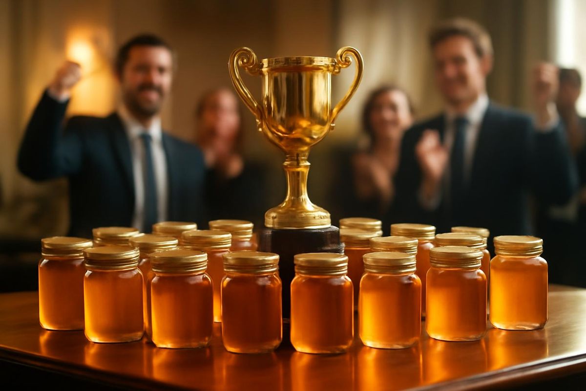 Savannah Honey Beekeeping Ltd Genel Müdürü Kyalo Mutua (ortada), Nairobi'deki Sarit Centre'de…