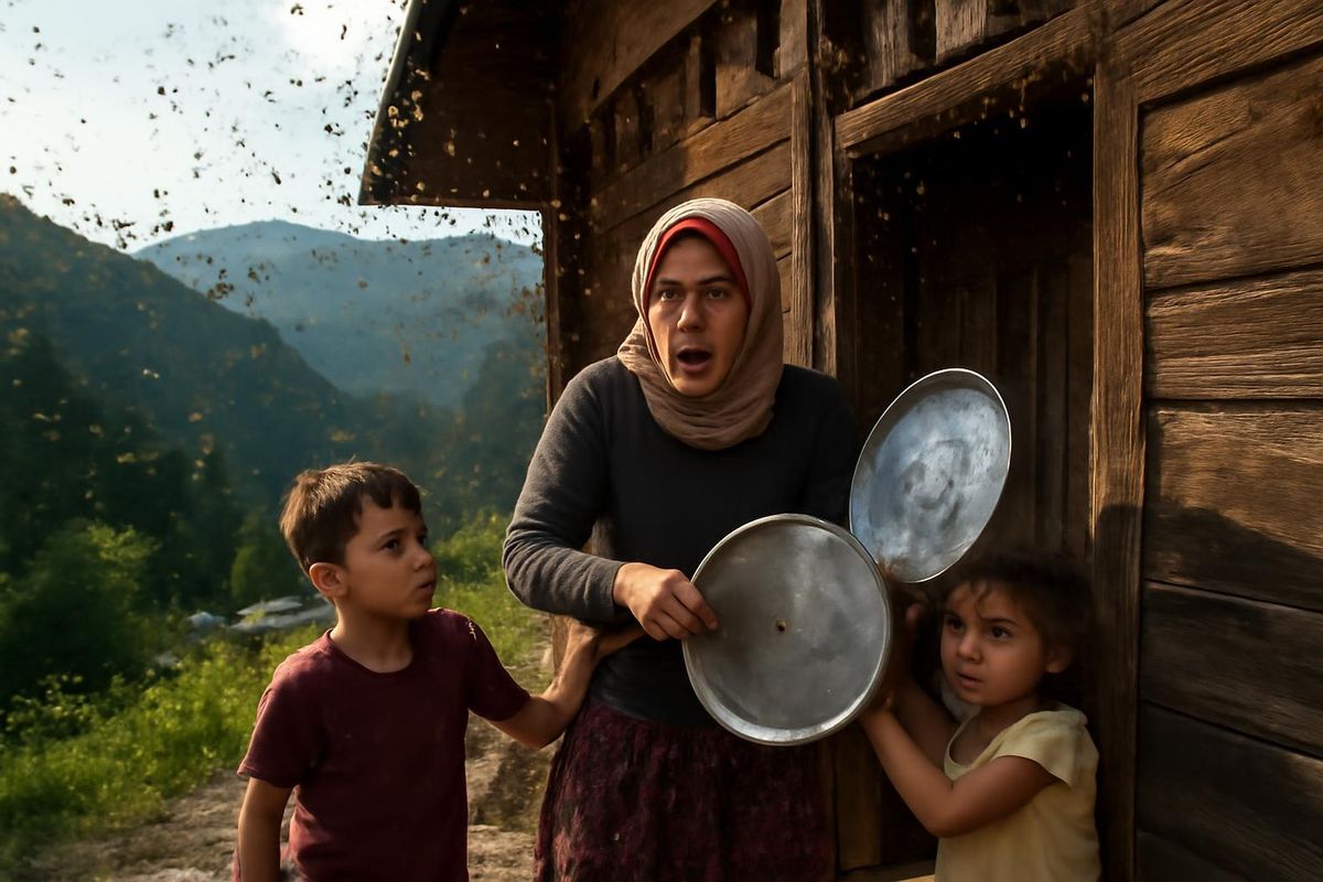 In the Uzungöl area of Çaykara district in Trabzon, hundreds of bees invaded the entrance of a…