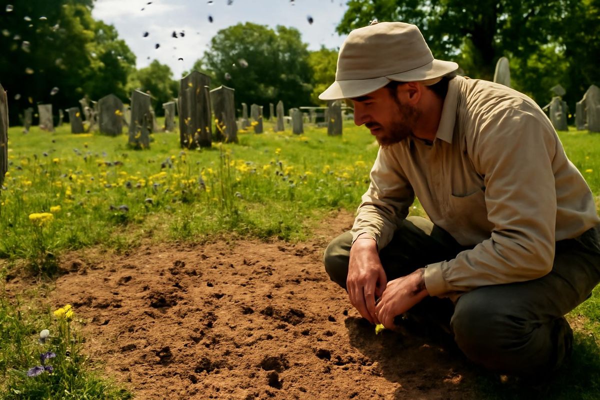 İthaca'daki East Lawn Mezarlığı, Cornell Üniversitesi'nin hemen dışında, milyonlarca Andrena…