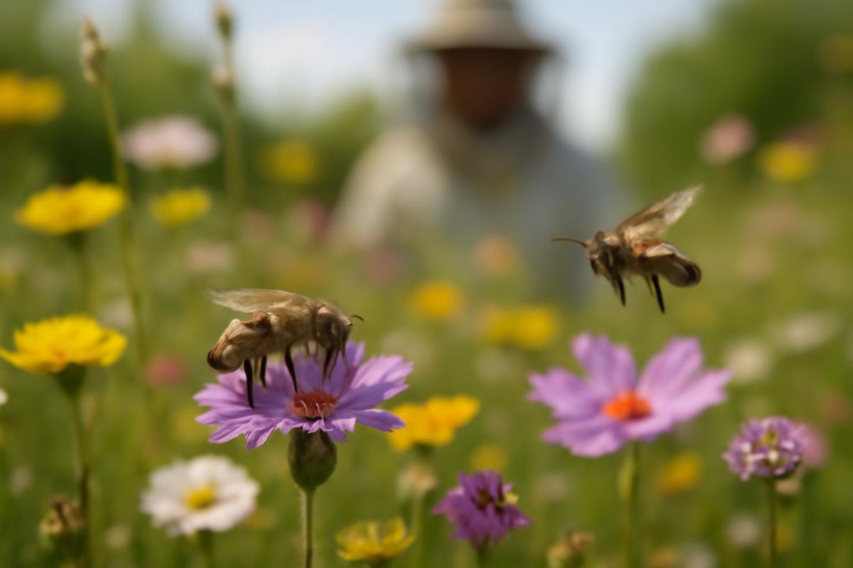 Diskussion über die Auswirkungen von Honigbienen auf Wildbienen.