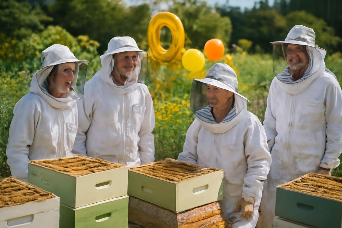 Surrounded by the buzz of bees, open hives, and volunteers in protective gear, the OC Bee Team apiary at the University of California Agriculture and Natural Re