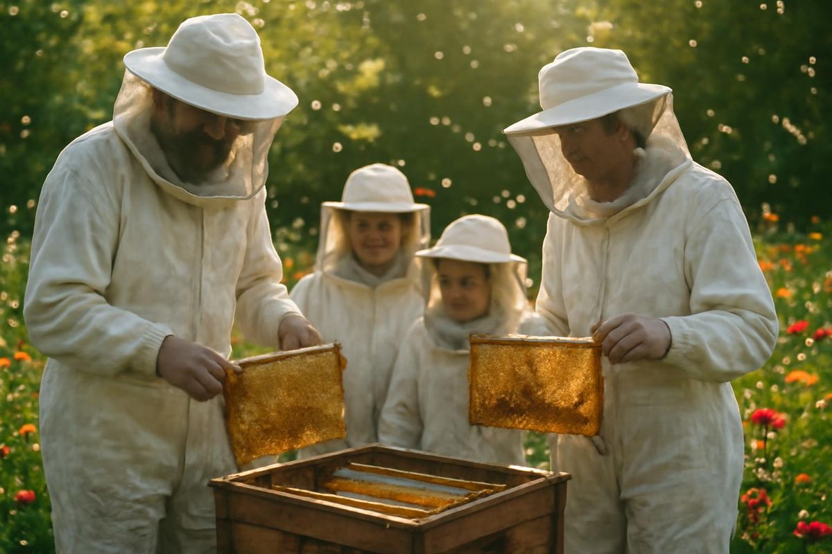 Broad Run'daki Blackstone Honey Bee Farms'ta arı yetiştiriciliği yapan Richard Pounds ve…