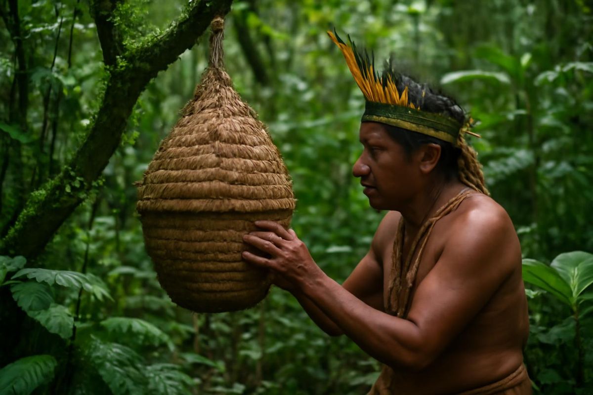 Marcio Karai, een Braziliaanse imker en lid van de Guarani, beschermt inheemse bijen en…