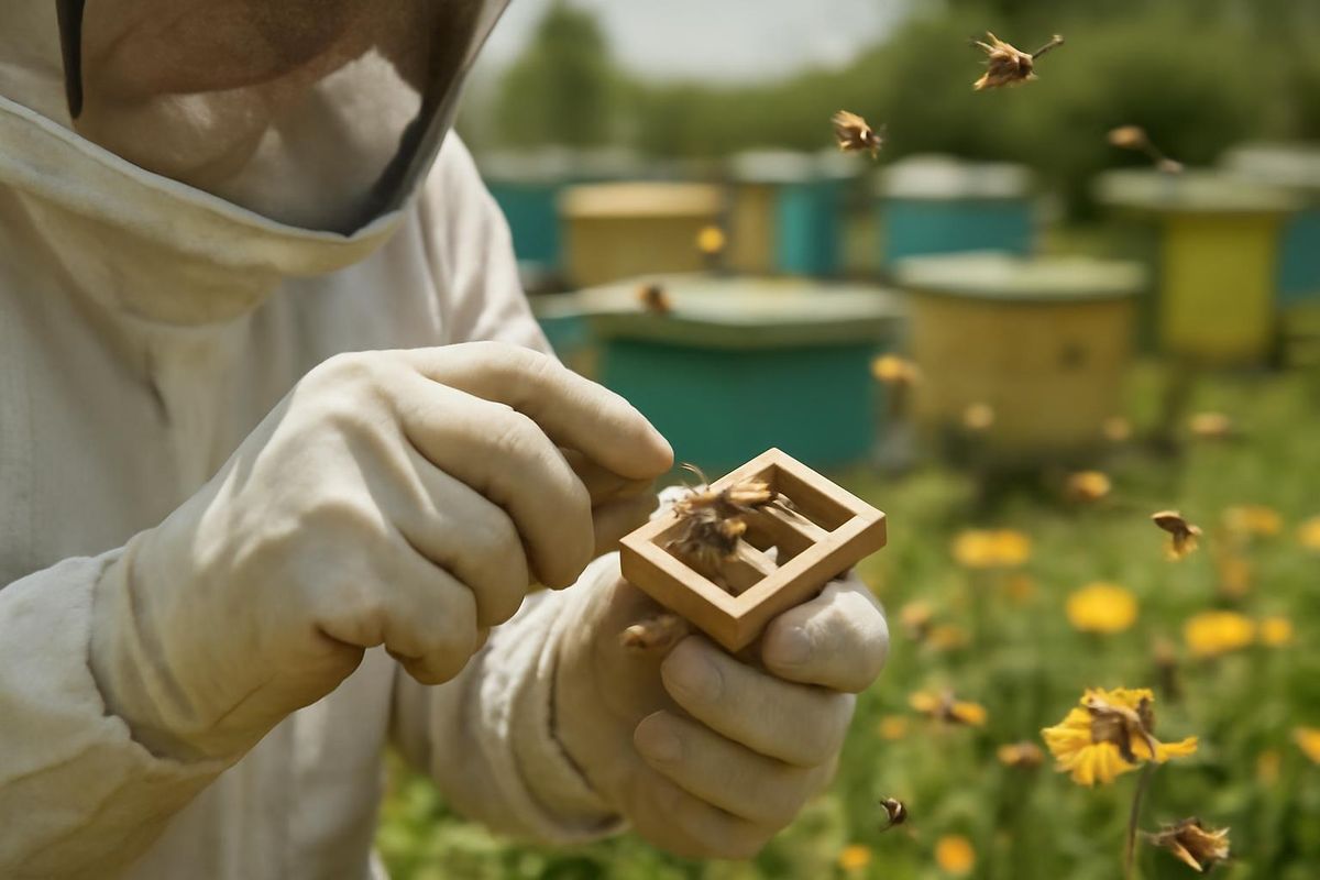 Hugh Smith (Mitte), Leiter der Pflanzenschutzabteilung im Apiculture Unit des Ministeriums für…