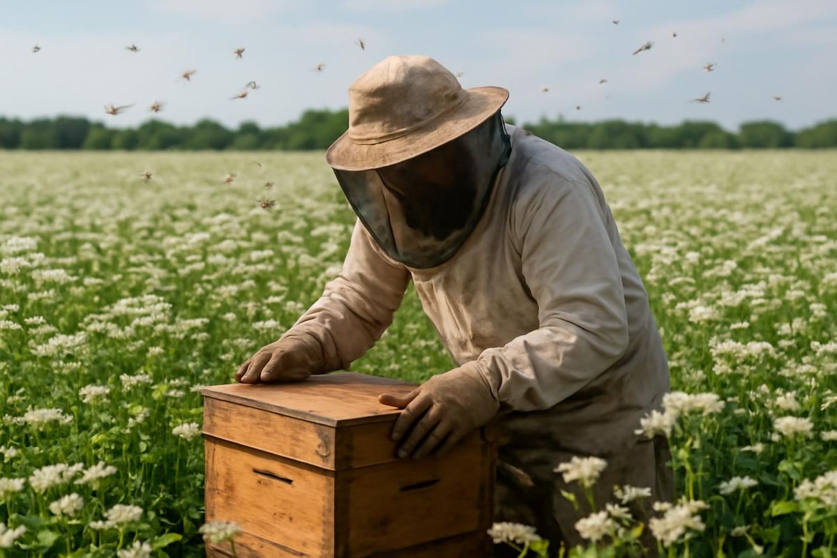 Die nektarreiche Buchweizenpflanze ermöglicht es Bienen, effizienter zu arbeiten und die…