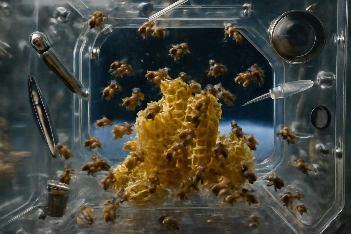 Washington: Tausende Honigbienen wurden 1984 als ungewöhnliche Passagiere an Bord des NASA…