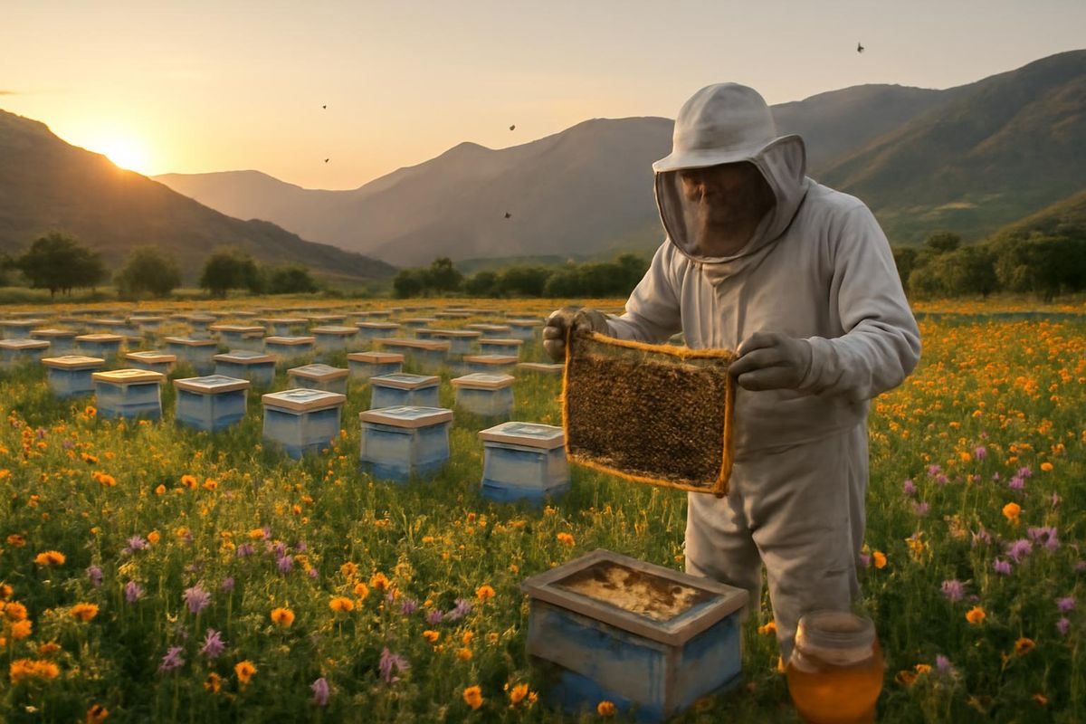 Barbaros Yeşilgün, a former bank manager, transitioned to beekeeping, now operating 250 hives…