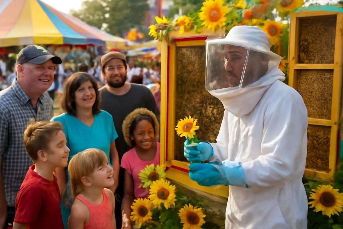 Nebraska State Fair bee exhibit emphasizes importance of local beekeeping.