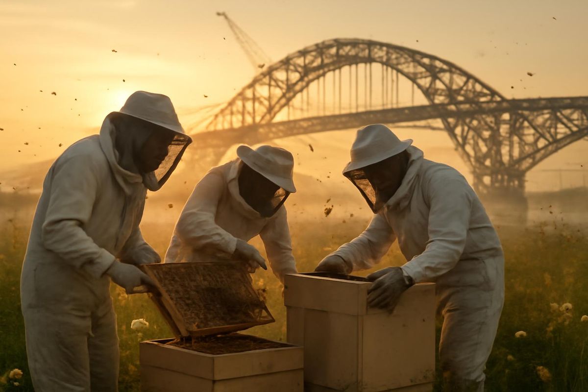 45,000 Bees Moved from Harbor Bridge Project by FlatironDragados