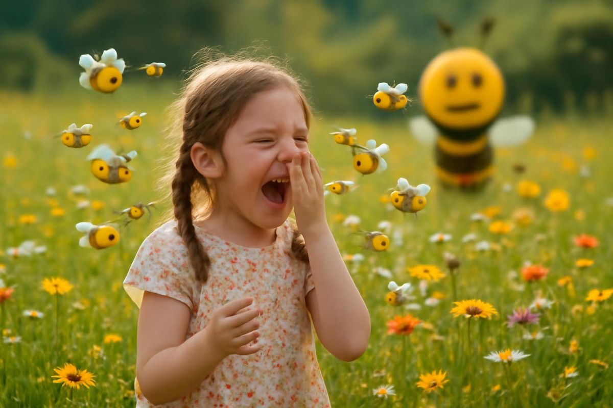 Die Geschichte "Sneezy Bees" von Matt Trousdale handelt von einem Mädchen, das beim Niesen…