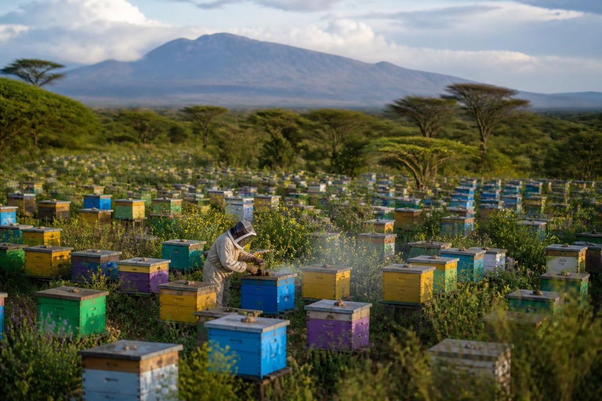 La apicultrice de Laikipia North, Rosemary Mosiany, a transformé ses cinq ruches de 2018 en…