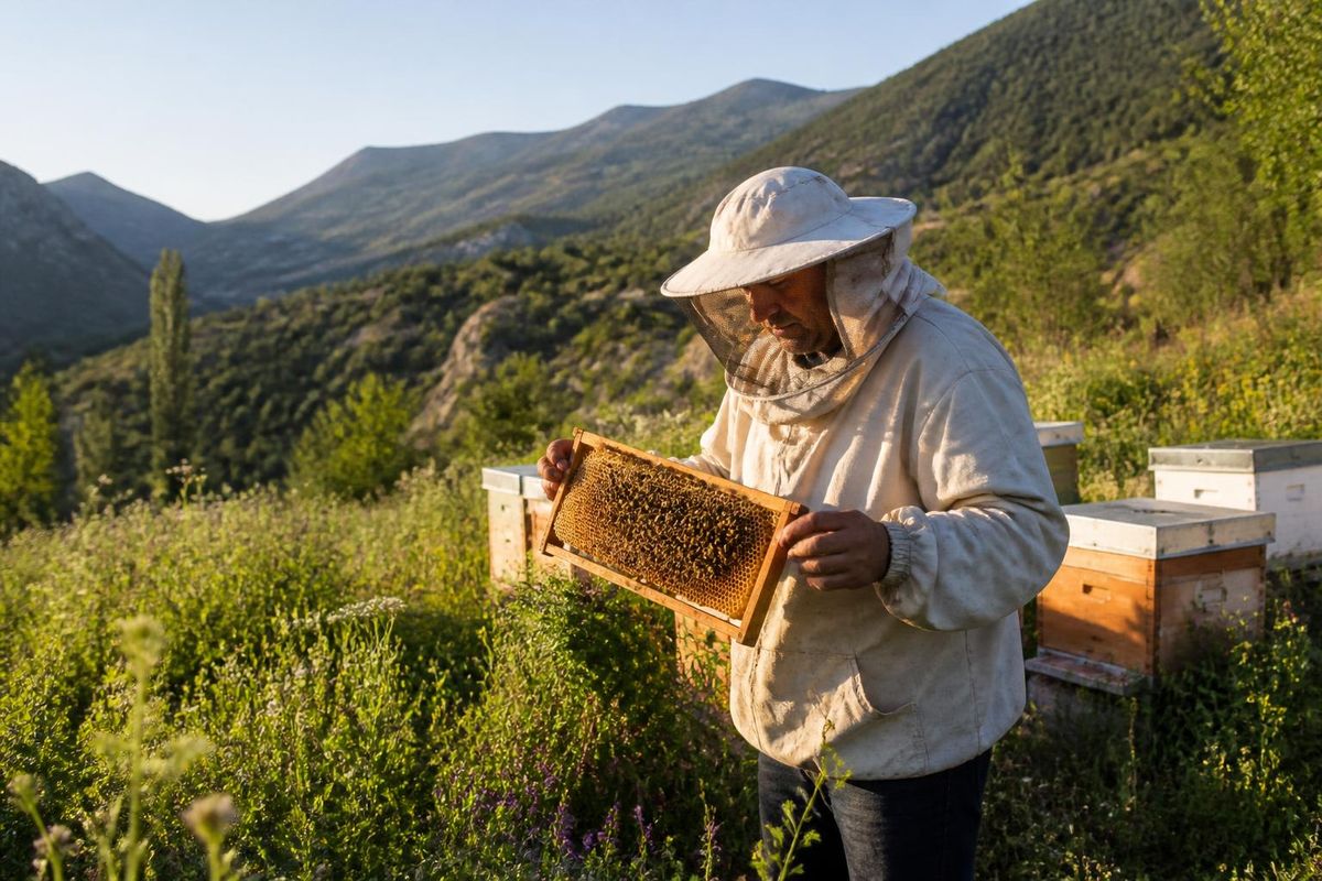 In Gümüşhane, beekeepers Selim and Raci Lötek, along with Gümüşhane Beekeepers Union President Assoc. Prof. Dr. Kurtuluş Merdan, assessed the 2026 honey harvest