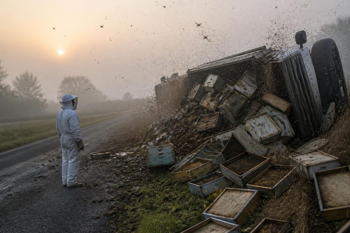 On September 20, 2026, a truck transporting bees from Ağrı to Kabadüz, Ordu, overturned into a…