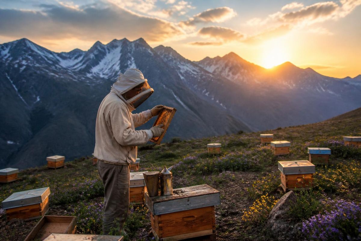 Ekrem Özçelik, a 69-year-old beekeeper from Hakkari, has been producing honey in the region's mountains for 50 years, utilizing around 500 hives to harvest from