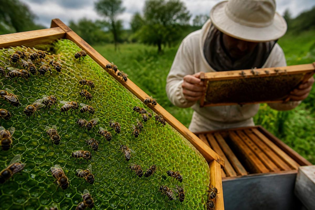 Hakkı İşçi, who practices beekeeping in the Ağaçhisar neighborhood of Eskişehir's Alpu district, was astonished during a routine hive inspection when he discove