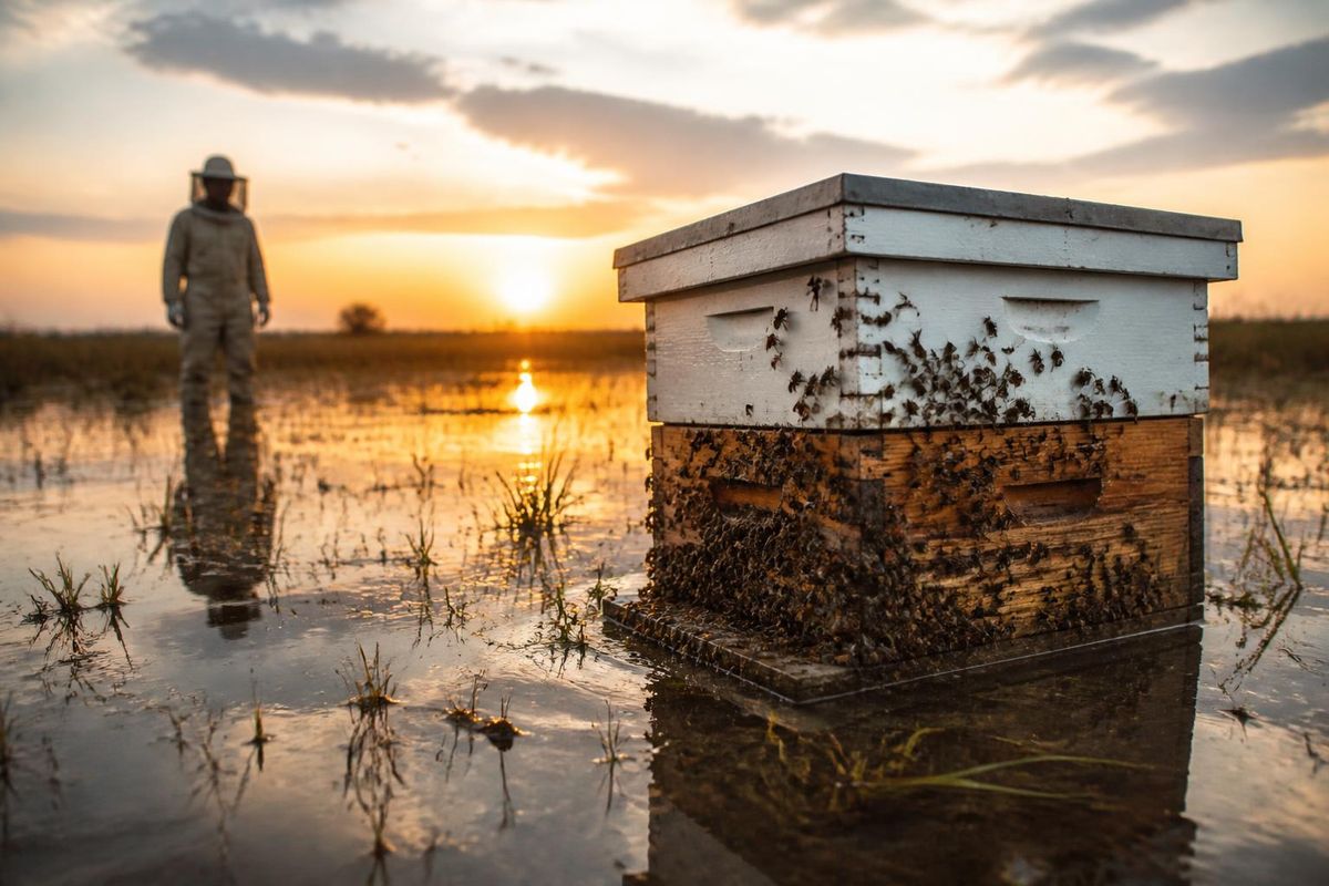Impact. Organic honey production in the wetlands declines due to bee stress