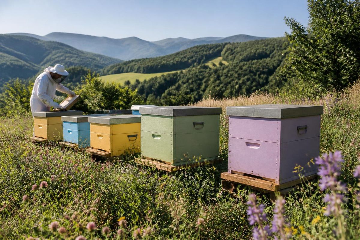 Hantz Bouchard leitet 250 Bienenstöcke, von denen jeder fast 50.000 Bienen beherbergt
