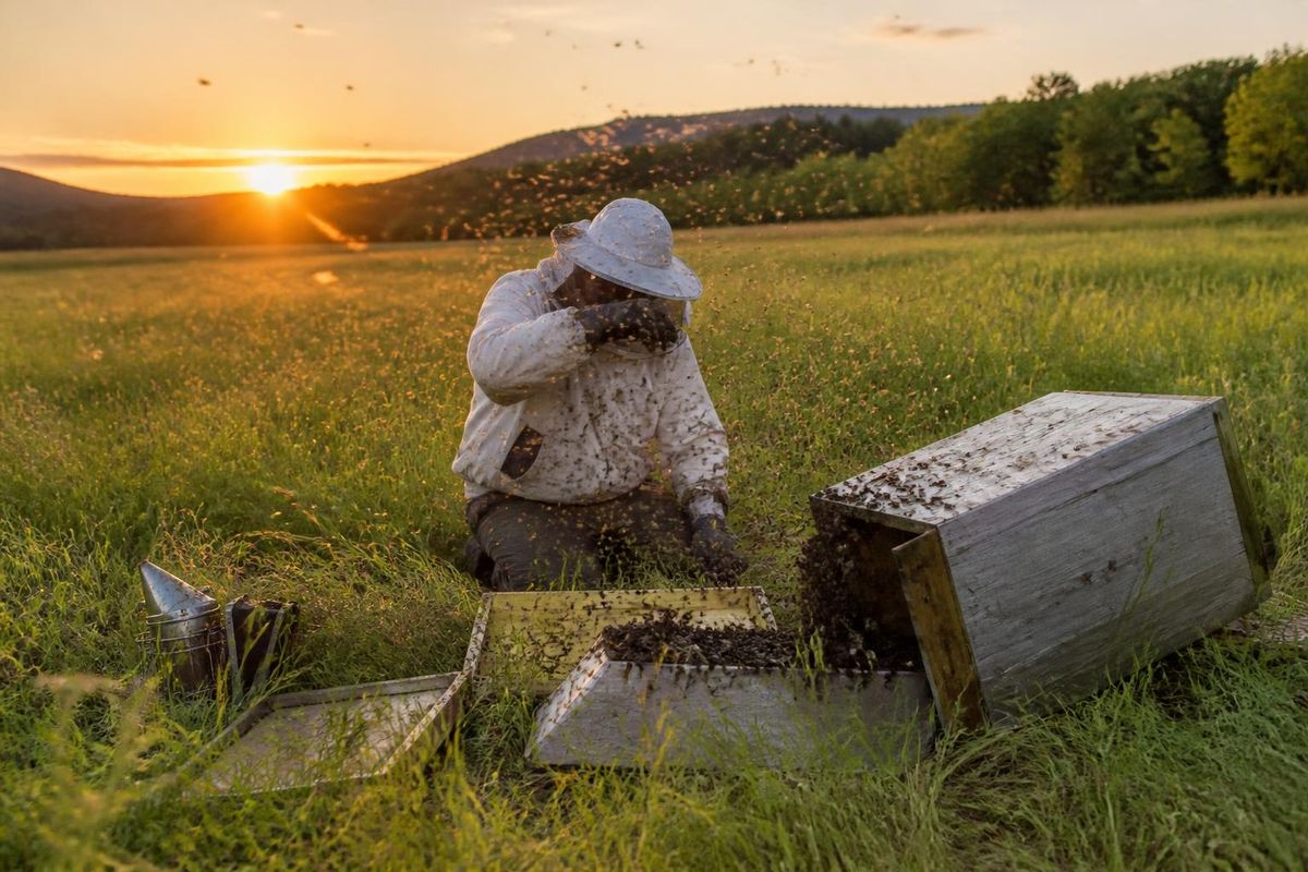 Nuri Toğantemur, a beekeeper in Baskil district of Elazığ, was attacked by hundreds of bees…
