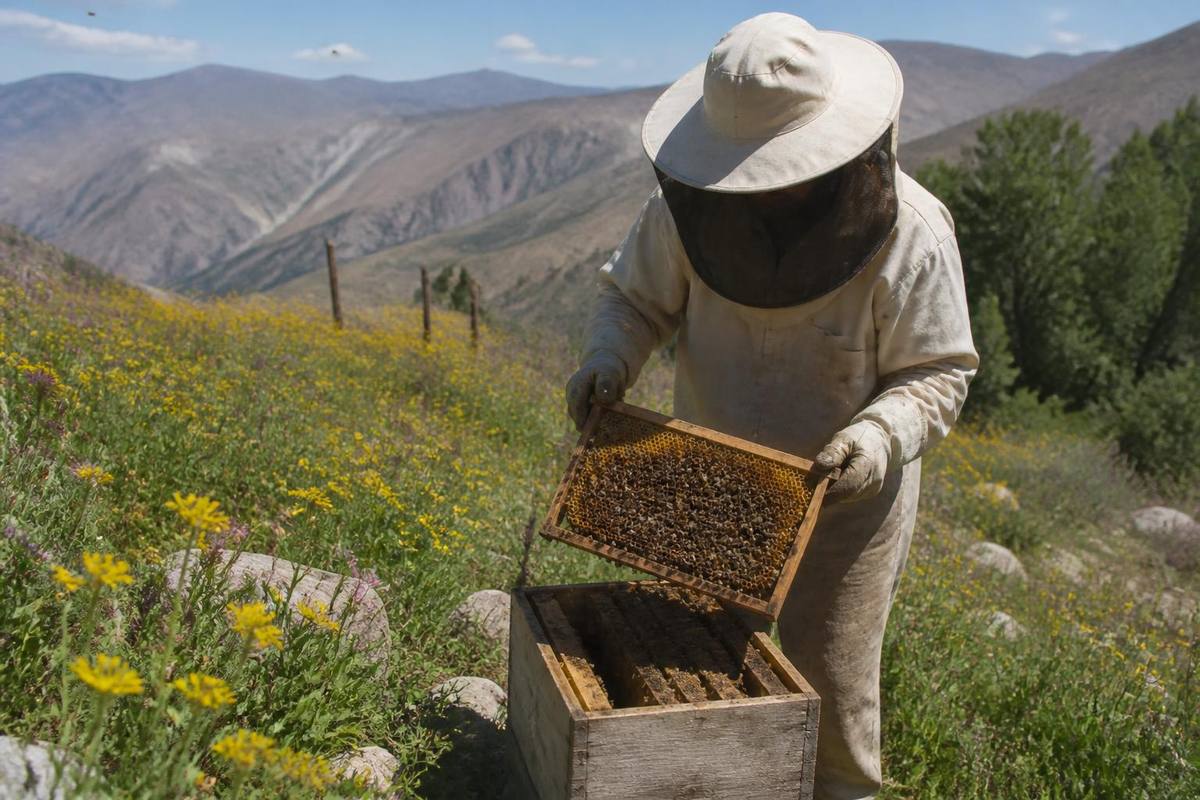 In Çatak district of Van, natural honey produced in high-altitude plateaus was harvested