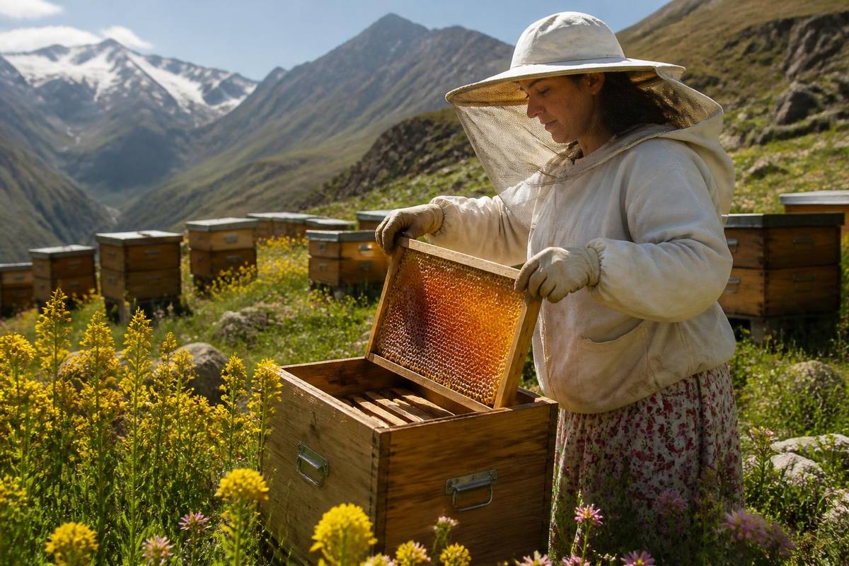 Women in Hakkari, supported by government aid, acquired hives and carefully tended them…
